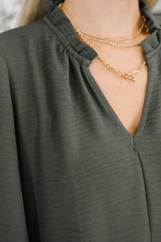 Hazel Blues® |  Every Single Touch V-Neck Tiered Dress