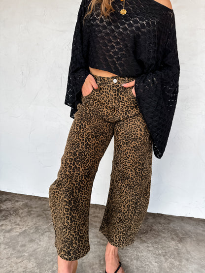 Hazel Blues® |  PREORDER- BEX CHEETAH BARREL JEANS