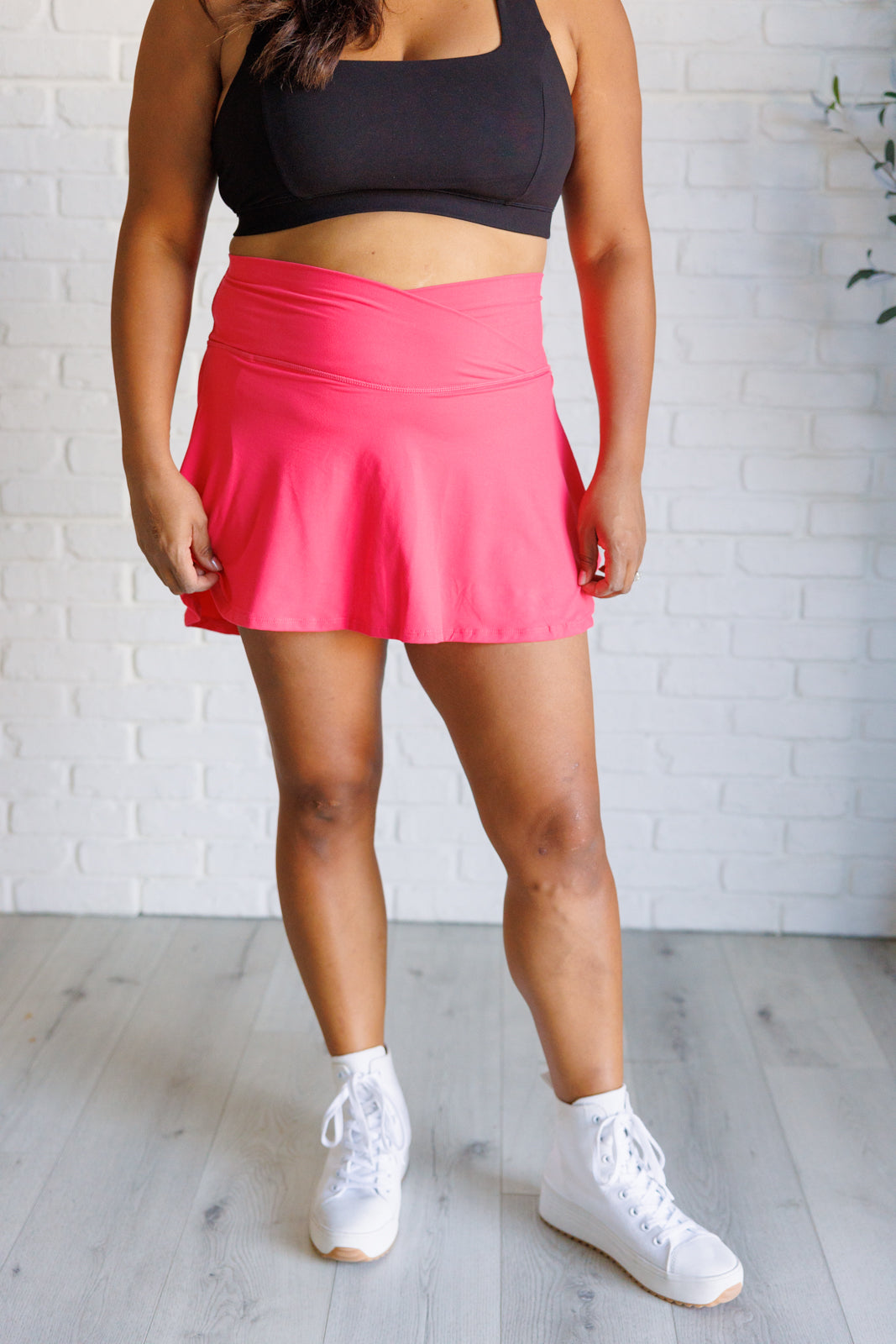 Hazel Blues® |  Full Force V Shaping High-Waist Skort in Flamingo Pink