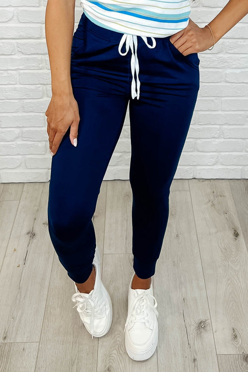 Hazel Blues® |  Giving the Run Around Joggers in Navy