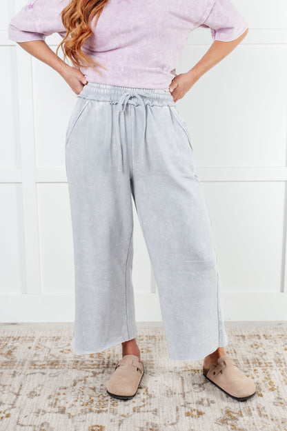Hazel Blues® |  In or Out Wide Leg Cropped Pants in Light Grey