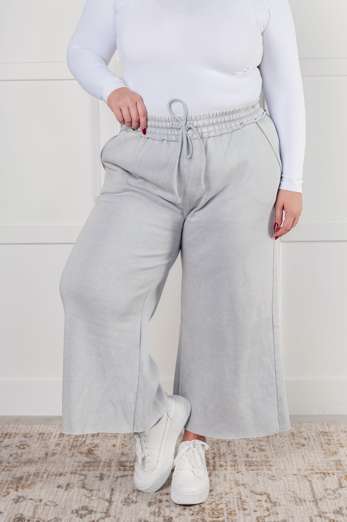 Hazel Blues® |  In or Out Wide Leg Cropped Pants in Light Grey