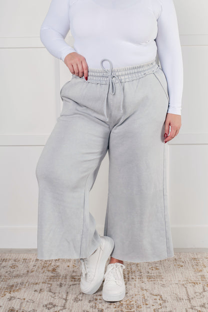 Hazel Blues® |  In or Out Wide Leg Cropped Pants in Light Grey