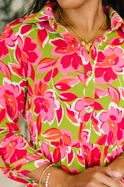 Hazel Blues® |  Inspire Collared Dress in Pink Blossom