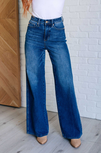 Hazel Blues® |  Eliza High Rise Control Top Retro Wide Leg Jeans