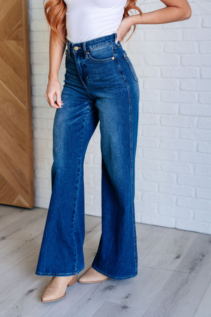 Hazel Blues® |  Eliza High Rise Control Top Retro Wide Leg Jeans