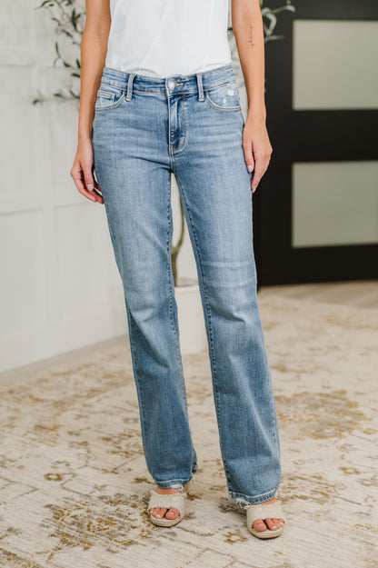 Hazel Blues® |  Lorena Mid Rise Vintage Wash Bootcut Jeans