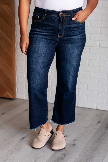 Hazel Blues® |  Madeline High Rise Cropped Wide Leg Jeans
