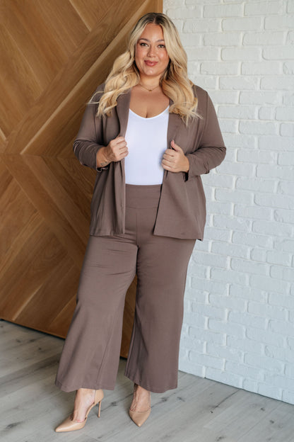 Hazel Blues® |  Magic Wide Leg Crop Pants in Dark Mocha