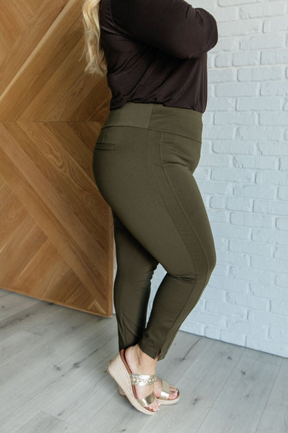 Hazel Blues® |  Magic Ankle Crop Skinny Pants in Olive