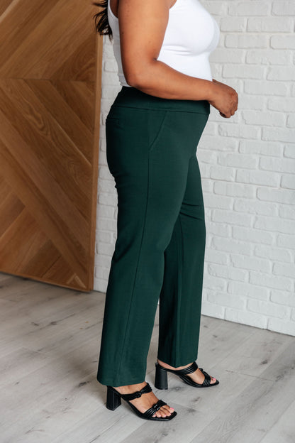 Hazel Blues® |  Magic Straight Pants in Hunter Green