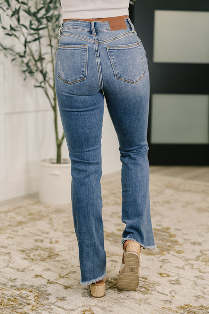 Hazel Blues® |  Maureen High Rise Distressed Bootcut Jeans