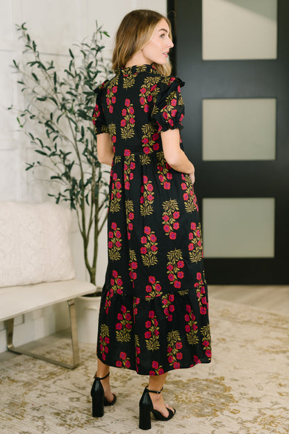 Hazel Blues® |  Quiet Life Notch Neck Tiered Dress in Black