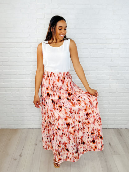 Hazel Blues® |  Words Fail Me Watercolor Print Maxi Skirt