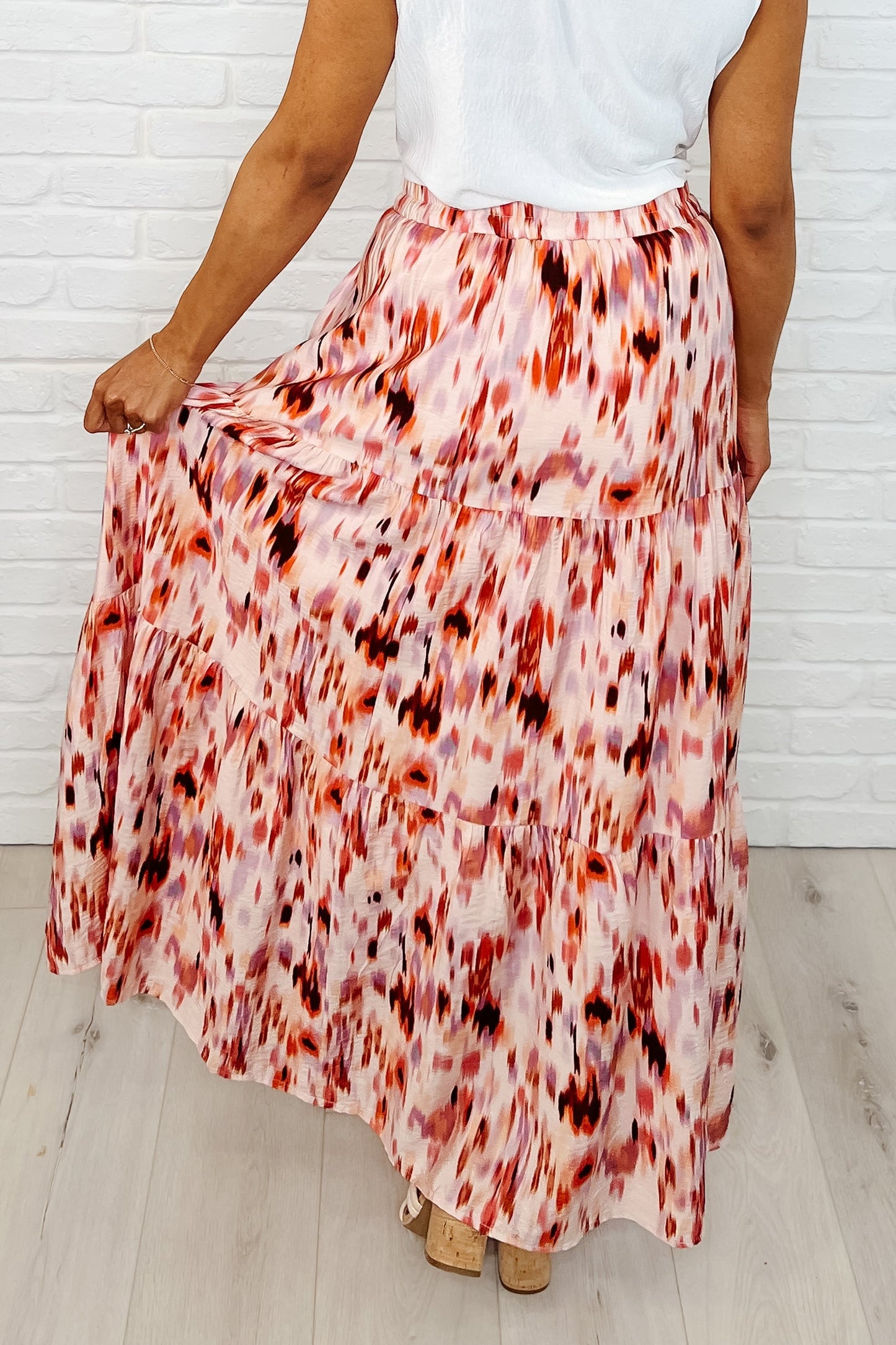 Hazel Blues® |  Words Fail Me Watercolor Print Maxi Skirt