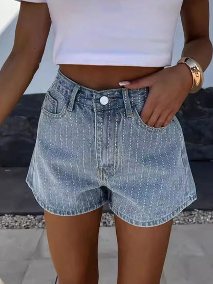 Hazel Blues® |  High Waist Wash Denim Shorts