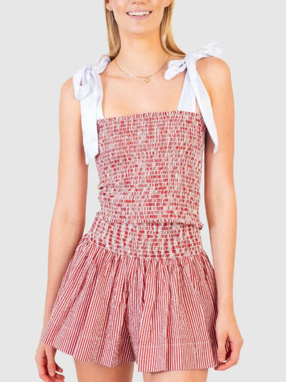 Hazel Blues® |  Smocked Tie Shoulder Cami and Shorts Set