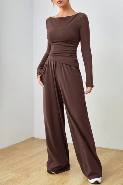 Hazel Blues® |  Boat Neck Long Sleeve Top and Pants Set