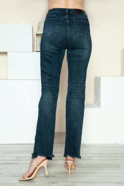 Hazel Blues® |  Judy Blue Button Fly Hem Destroy Straight Jeans