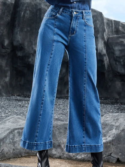 Hazel Blues® |  Seam Detail Flared Bottom Ankle Length Jeans