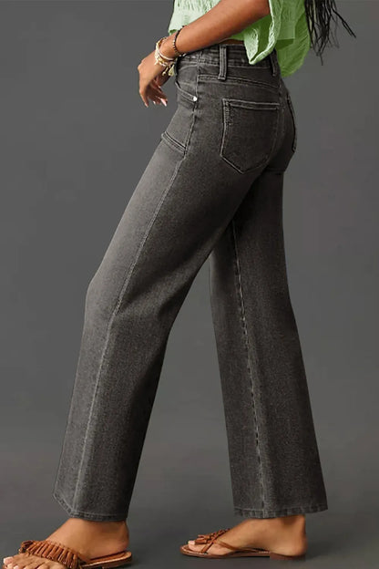 Hazel Blues® |  High-Waisted Wide-Leg Vintage Wash Jeans