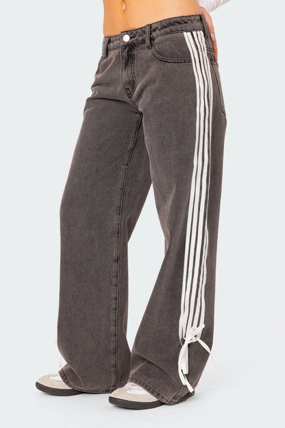 Hazel Blues® |  Side Striped Loose Fit Jeans