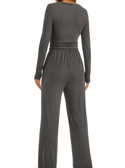 Hazel Blues® |  Round Neck Long Sleeve Top and Pants Set