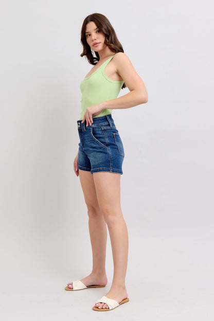 Hazel Blues® | Judy Blue Double Button Waistband Denim Shorts