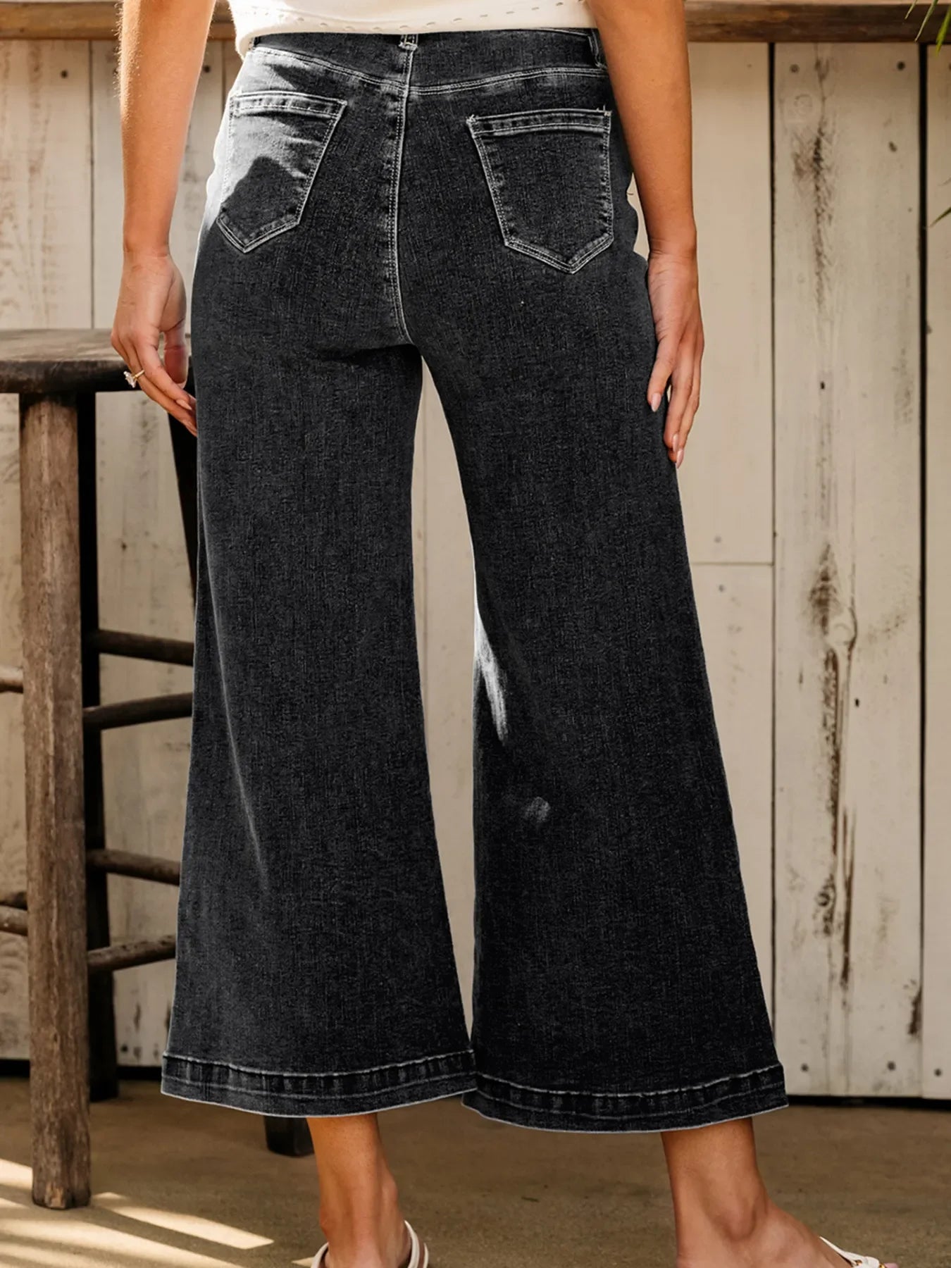 Hazel Blues® |  Seam Detail Flared Bottom Ankle Length Jeans