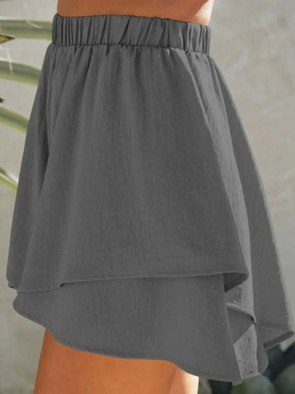 Hazel Blues® |  High-Waisted Elastic Waistband Layered Shorts