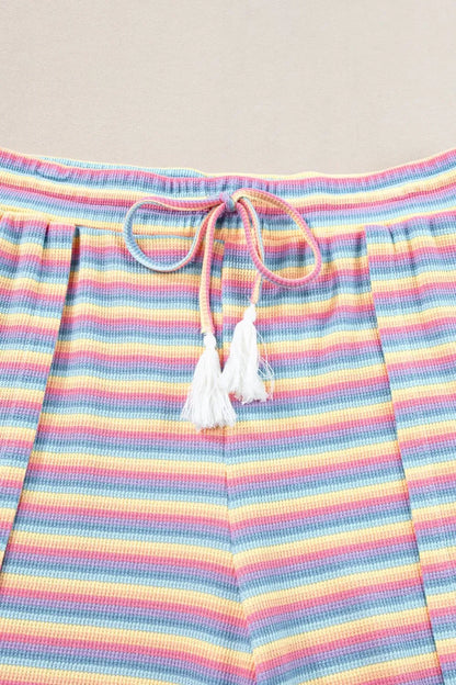 Hazel Blues® |  Striped Round Neck Short Sleeve Top and Pants Set