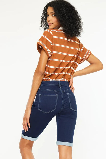 Hazel Blues® |  Kancan Mid Rise Bermuda Denim Shorts