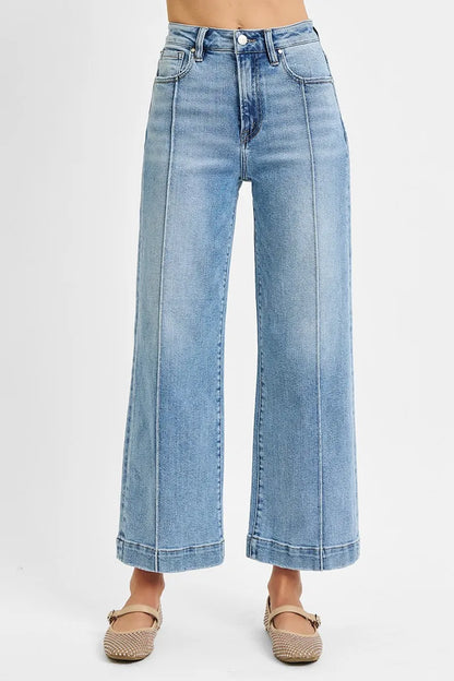 Hazel Blues® | RISEN High Rise Crop Wide Leg Jeans