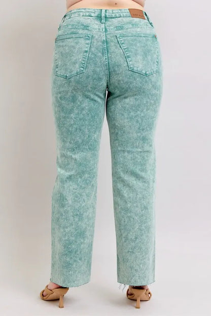Hazel Blues® | Judy Blue High Waist Garment Dyed Raw Hem Dad Jean