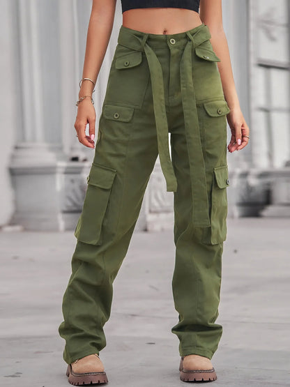 Hazel Blues® |  High-Waisted Multi-Pocket Cargo Jeans