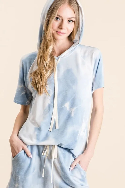 Hazel Blues® |  BiBi Tie Dye French Terry Hoodie Top and Bottom Set