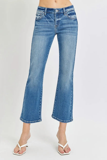 Hazel Blues® | RISEN Low Rise Crop Flare Jeans