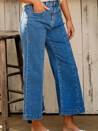 Hazel Blues® |  Seam Detail Flared Bottom Ankle Length Jeans
