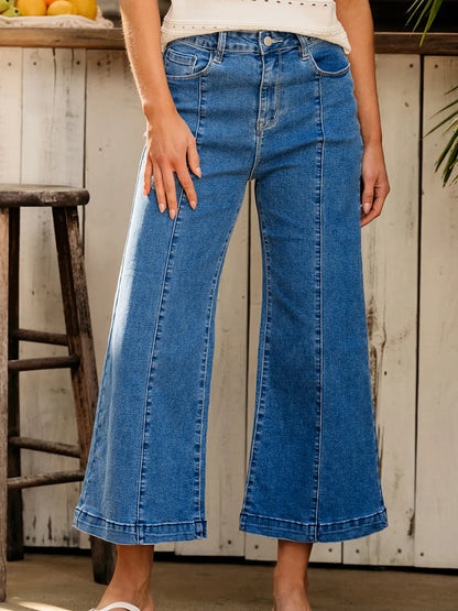 Hazel Blues® |  Seam Detail Flared Bottom Ankle Length Jeans