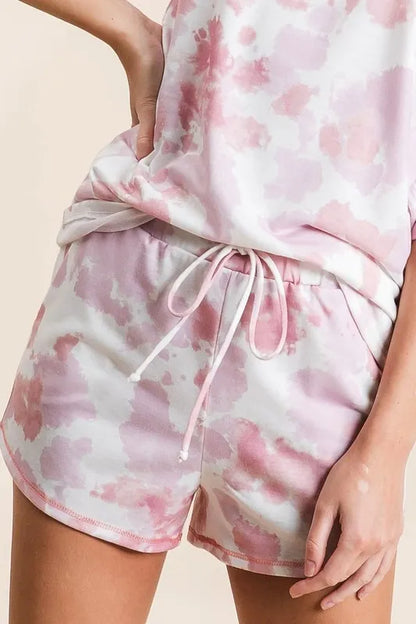 Hazel Blues® |  BiBi Tie Dye Print Terry Shorts With Side Pockets