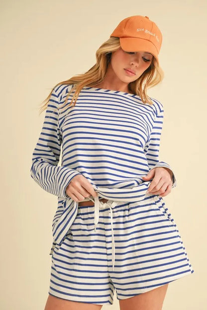 Hazel Blues® |  Aemi+Co Drawstring Contrast Striped Shorts