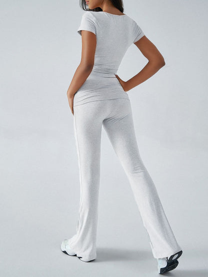 Hazel Blues® |  Devine Short Sleeve Top and Bootcut Legging Set