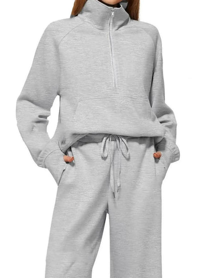 Hazel Blues® |  Half Zip Long Sleeve Top and Pants Set