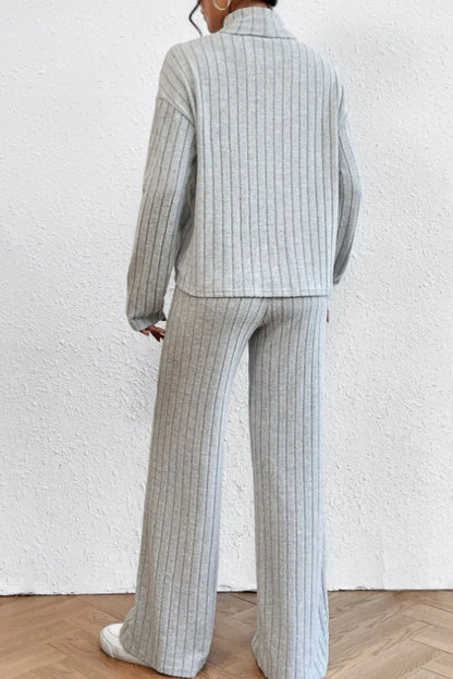 Hazel Blues® |  Mock Neck Dropped Shoulder Top and Pants Set