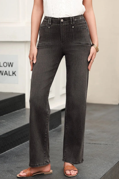 Hazel Blues® |  High-Waisted Wide-Leg Vintage Wash Jeans