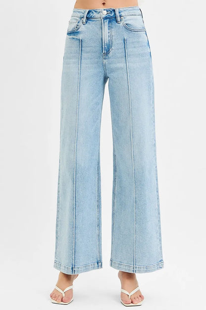 Hazel Blues® | RISEN High Waist Wide Leg Pintuck Detailed