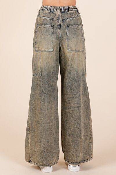 Hazel Blues® |  Mittoshop Washed Wide Leg Jeans with Pockets