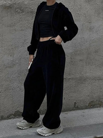 Hazel Blues® |  Zip Up Hoodie and Pocketed Pants Set