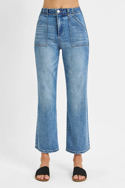 Hazel Blues® | RISEN High Waisted Bootcut Cropped Jeans
