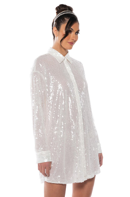 ALL I DO IS SHINE SEQUIN MINI DRESS